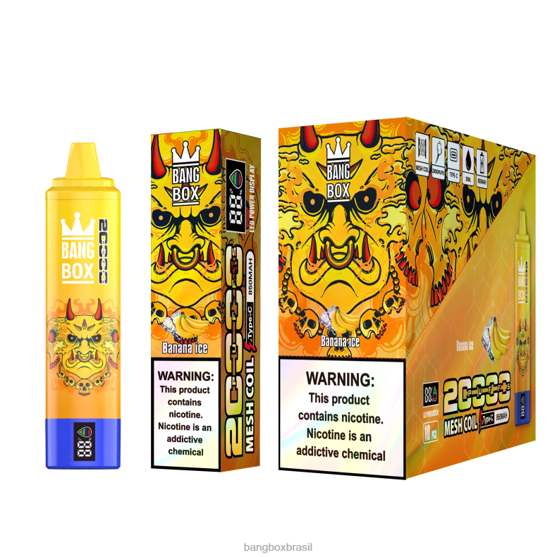 Bang Box Brasil - Bang Box Tela inteligente de 20.000 baforadas gelo de banana 4HB2R57