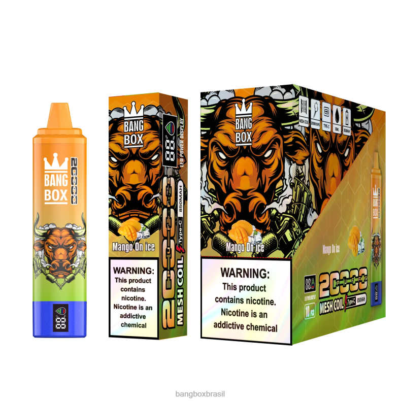 Bang Box Brasil - Bang Box Tela inteligente de 20.000 baforadas manga no gelo 4HB2R54