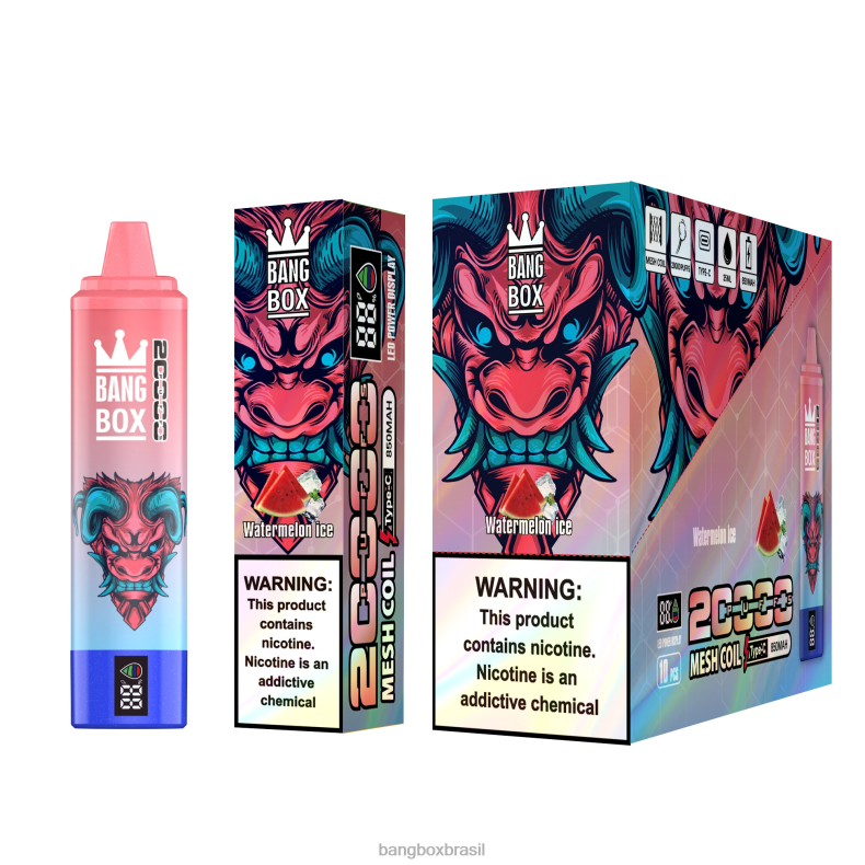 Bang Box Vape Review - Bang Box Tela inteligente de 20.000 baforadas gelo de melancia 4HB2R56