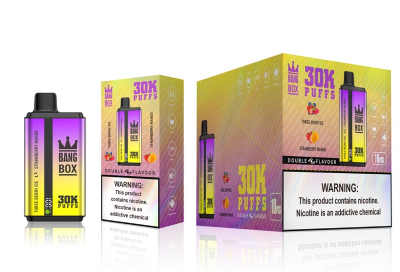 Bang Box Vape Price - Bang Box 30.000 baforadas sabores duplos gelo de três frutas e manga de morango 4HB2R67