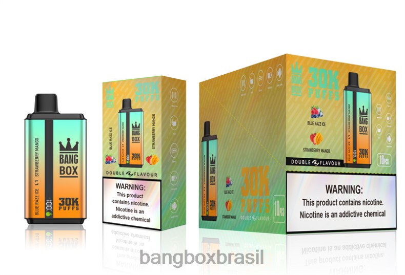 Bang Box Vape Price - Bang Box 30.000 baforadas sabores duplos gelo razz azul e manga morango 4HB2R73