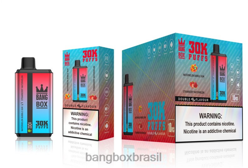 Bang Box Vape Review - Bang Box 30.000 baforadas sabores duplos chiclete de melancia e melancia de morango 4HB2R68