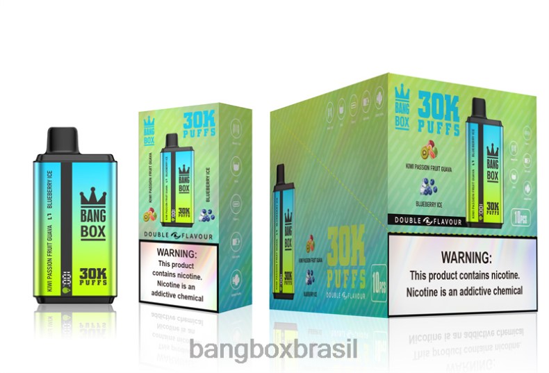 Bang Box Vape Review - Bang Box 30.000 baforadas sabores duplos kiwi, maracujá, goiaba e sorvete de mirtilo 4HB2R65