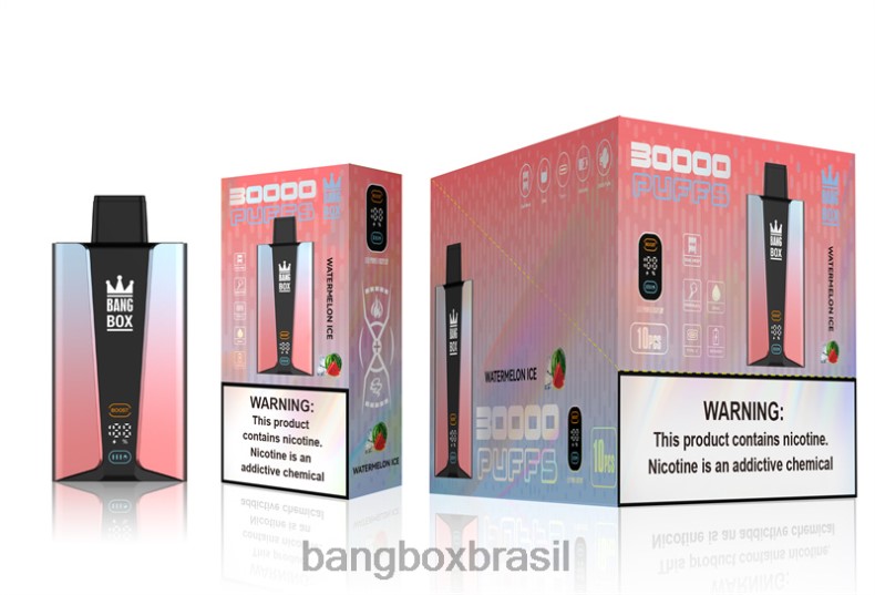 Bang Box Vape Review - Bang Box Tela inteligente de 30.000 baforadas gelo de melancia 4HB2R86