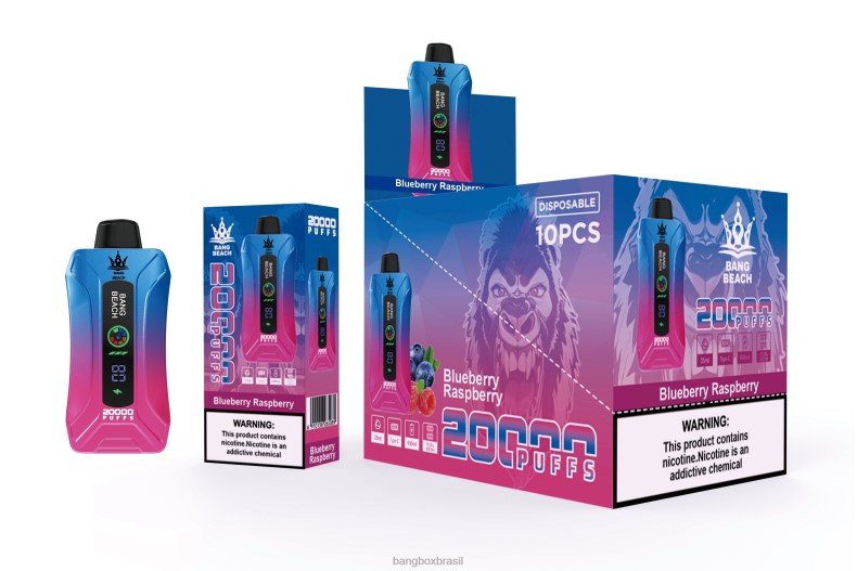 Bang Box Brasil - Bang Beach Vape de tela inteligente de 20.000 sopros framboesa mirtilo 4HB2R12