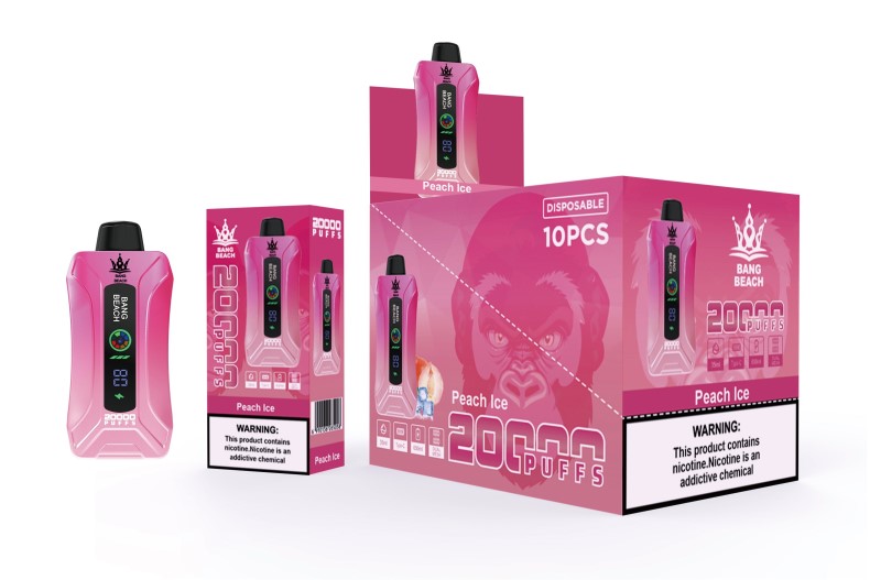 Bang Box Brasil - Bang Beach Vape de tela inteligente de 20.000 sopros gelo de pêssego 4HB2R9