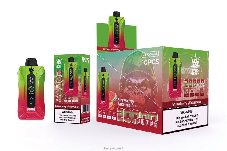 Bang Box Brasil - Bang Beach Vape de tela inteligente de 20.000 sopros melancia morango 4HB2R3