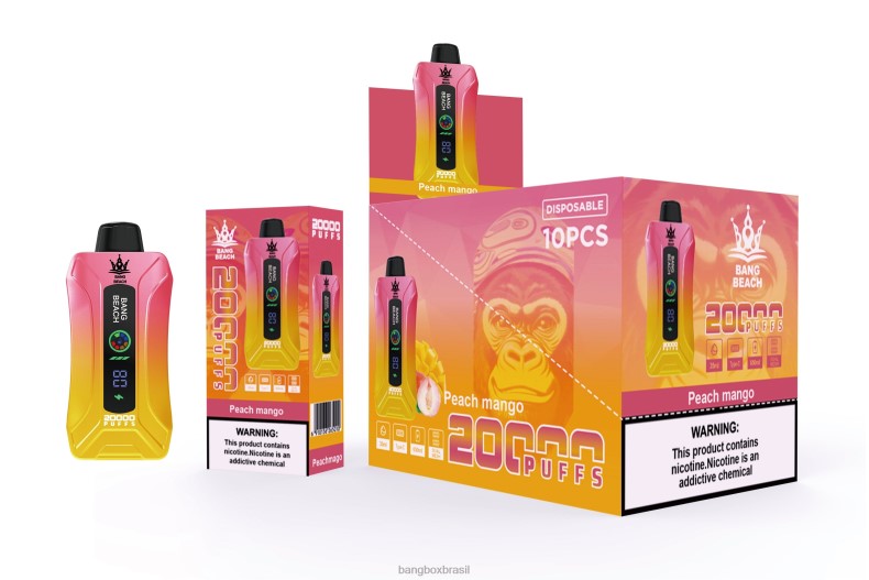 Bang Box Vape Review - Bang Beach Vape de tela inteligente de 20.000 sopros manga pêssego 4HB2R2