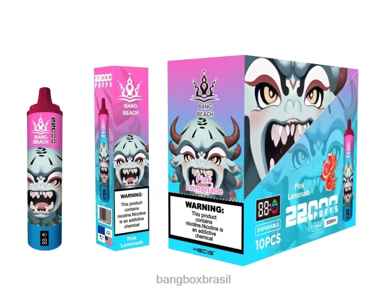 Bang Box Brasil - Bang Beach Tela inteligente de 22.000 baforadas limonada rosa 4HB2R15