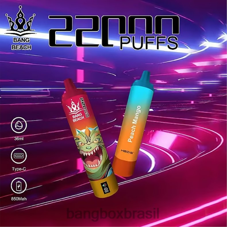 Bang Box Brasil - Bang Beach Tela inteligente de 22.000 baforadas manga pêssego 4HB2R24