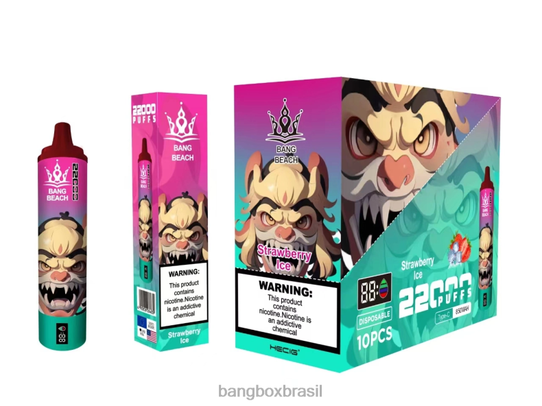 Bang Box Vape Review - Bang Beach Tela inteligente de 22.000 baforadas gelo de morango 4HB2R20