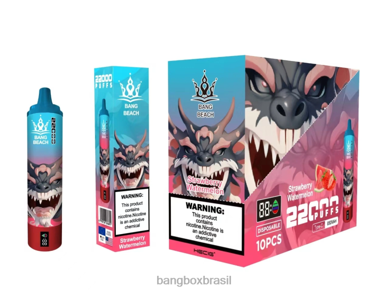 Bang Box Vape Review - Bang Beach Tela inteligente de 22.000 baforadas melancia morango 4HB2R23
